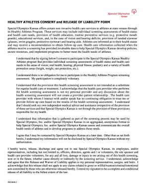 HEALTHY ATHLETES CONSENT and RELEASE OF LIABILITY FORM