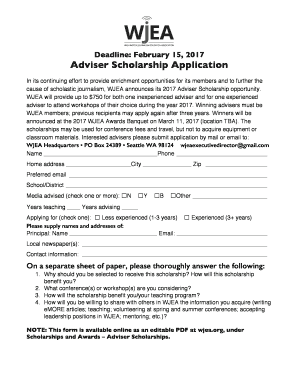 Adviser Scholarship Application - wjea