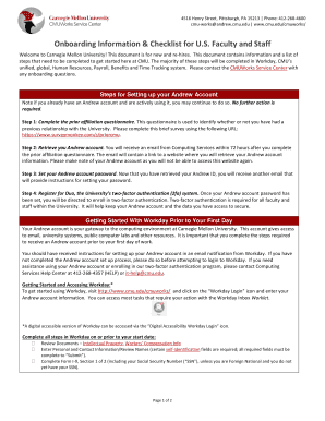 Onboarding Information & Checklist for U