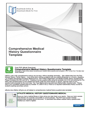 Fillable Online Comprehensive Medical History Questionnaire Template ...