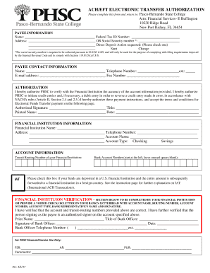 Fillable Online ACH/EFT ELECTRONIC TRANSFER AUTHORIZATION Fax Email ...