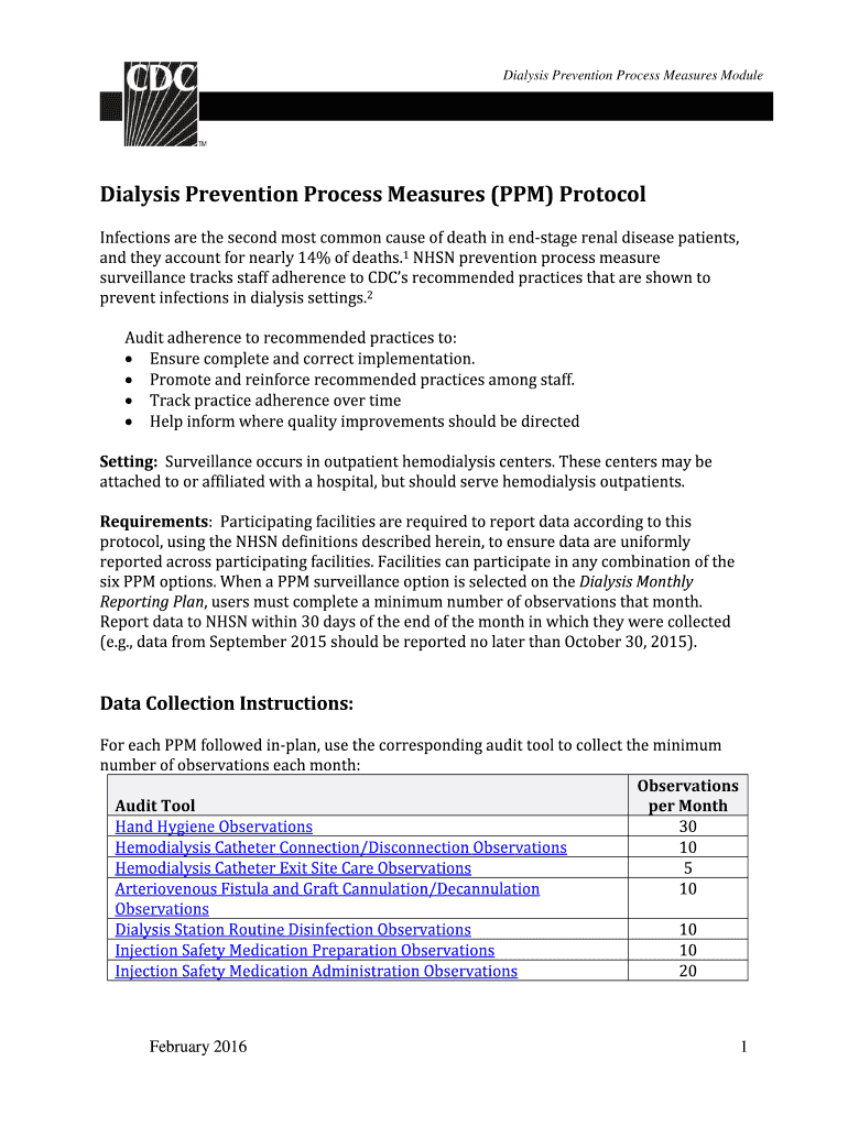 Fillable Online Dialysis Prevention Process Measures Module Fax Email