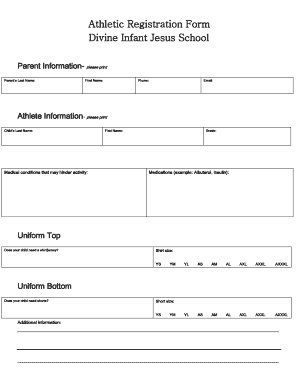 Athletic Registration Form Divine Infant Jesus School - divineinfant