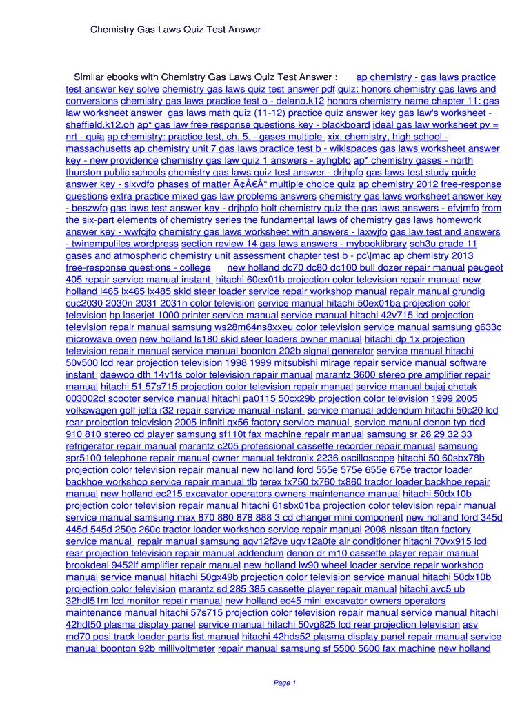 Fillable Online fvomd Chemistry Gas Laws Quiz Test Answer. Chemistry