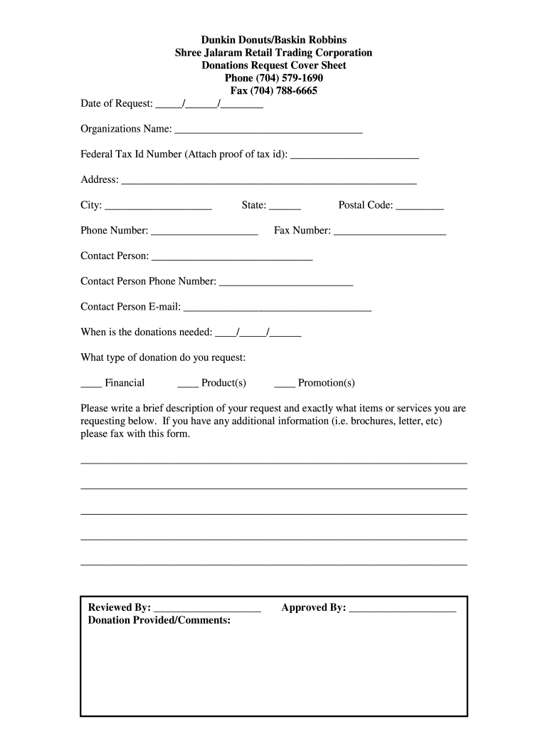 dunkin donuts donation request Preview on Page 1
