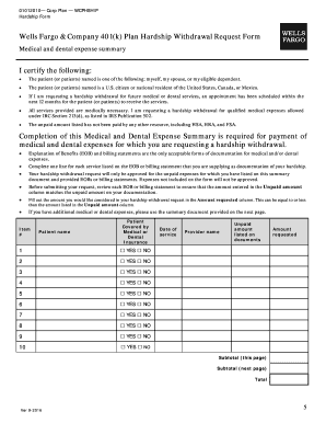 Fillable Online Wells Fargo &amp; Company 401(k) Plan Hardship Withdrawal ...