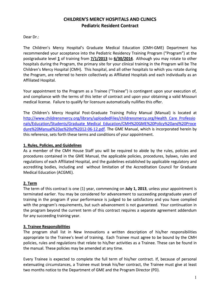 Fillable Online childrensmercy CHILDREN S MERCY HOSPITALS AND CLINICS