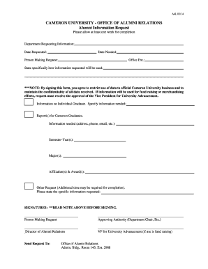 Alumni Information Request form - cameron.edu