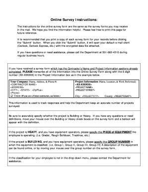 Online Survey Instructions: