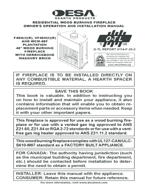 Fillable Online Residential Wood Burning Fireplace Fax Email Print