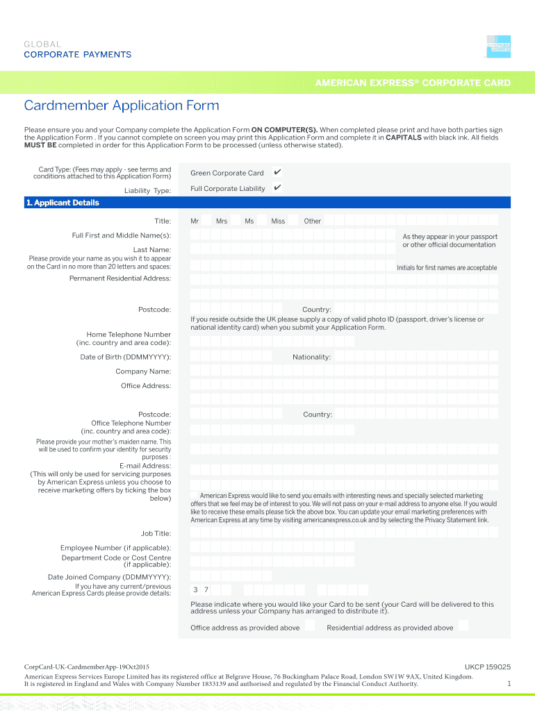 Fillable Online Cardmember Application Form Fax Email Print pdfFiller
