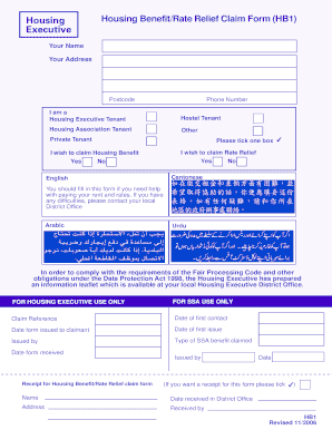 Western union claim form - Housing Benefit/Rate Relief Claim Form (HB1) - 217 35 77