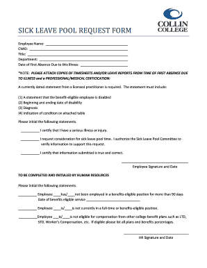 SICK LEAVE POOL REQUEST FORM - iws2.collin.edu