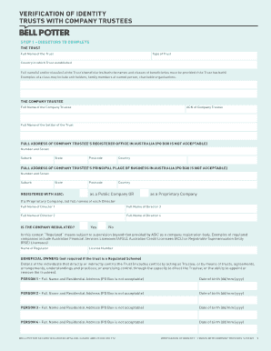 Verification of Identity Trusts with Company Trustees