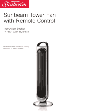 Fillable Online Sunbeam Tower Fan Fax Email Print - pdfFiller