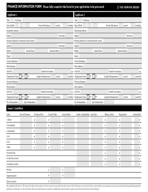 Save the date magnets templates - FINANCE INFORMATION FORM Please fully complete this form for your application to be processed