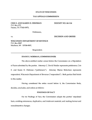 STATE OF WISCONSIN TAX APPEALS COMMISSION CRIS E. AND - wisbar