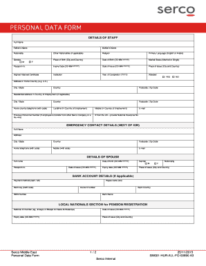 PERSONAL DATA FORM - Serco Login