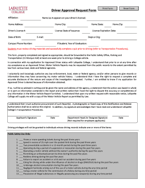 Driver Approval Request Form