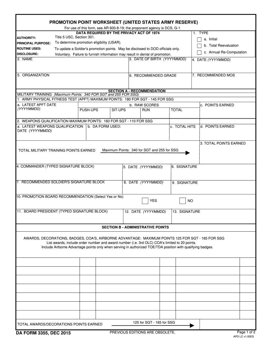 Da Form 3355 Pdf Fillable Printable Forms Free Online - Form example ...