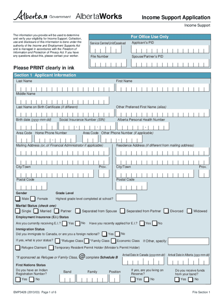 income support application Preview on Page 1