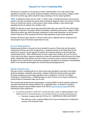 Dog and Cat Chews Containing Hide