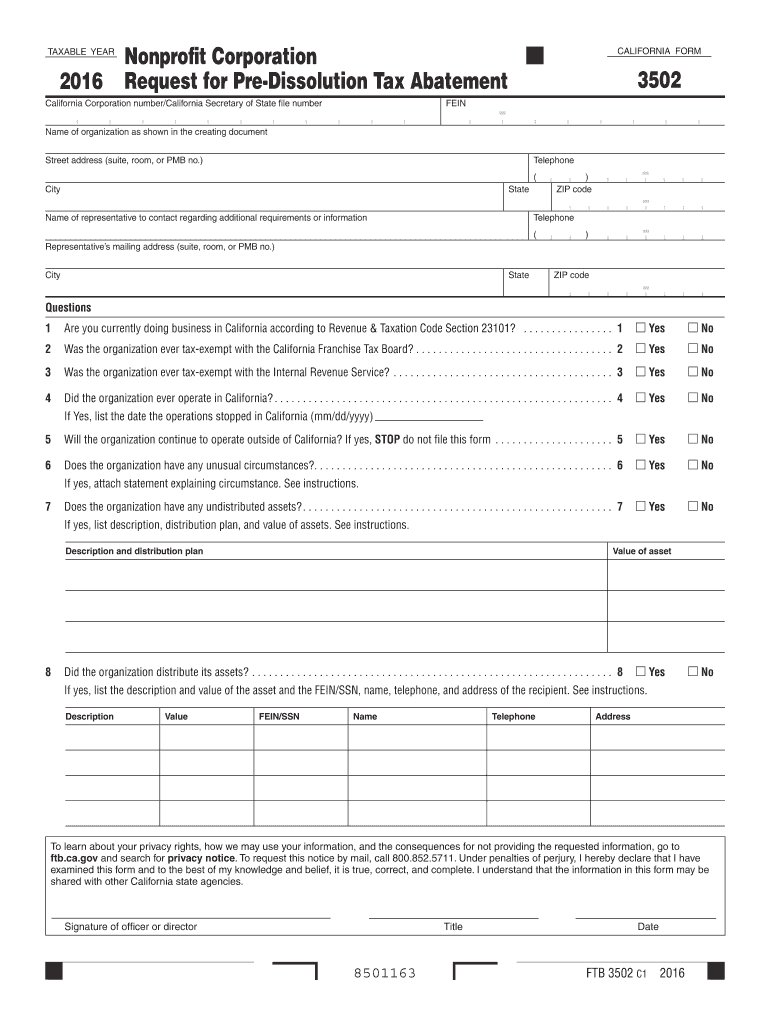 2016 CA FTB 3502 Preview on Page 1