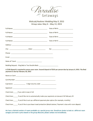 Wedding planner questionnaire for clients pdf - Walczak-Huebner Wedding Form - paradisegetaways.net