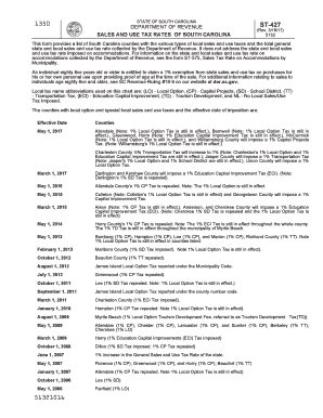 Fillable Online SALES AND USE TAX RATES OF SOUTH CAROLINA Fax Email Print - pdfFiller