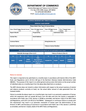 Alcoholic Beverage and Tobacco Monthly Sales Report
