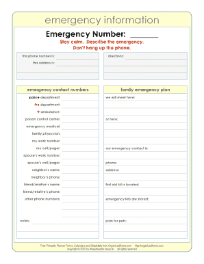 Emergency Information Form