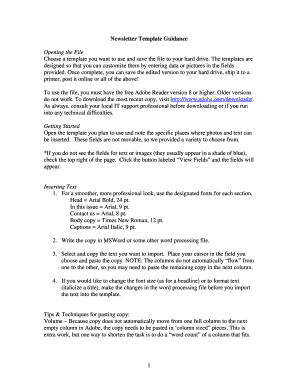 Newsletter Template Guidance