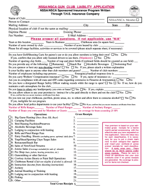 Gun Club Liability Insurance Application