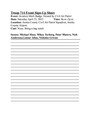 fillable online slptroop714 troop 714 event sign up sheet boy