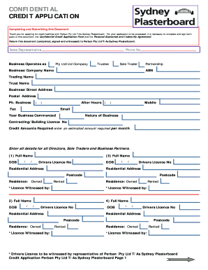 Confidential Credit Application Form
