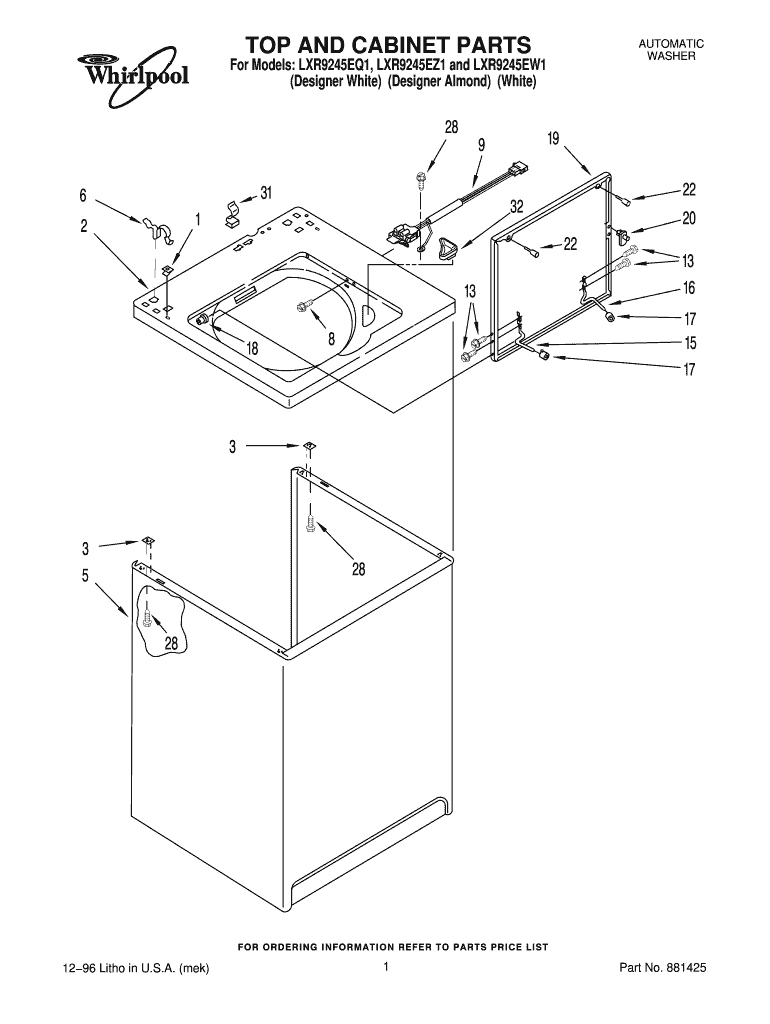 Fillable Online top and cabinet parts - Manuals Fax Email Print - pdfFiller