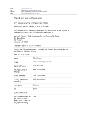 Fillable Online Ward 2 City Council Application - ci.missoula.mt.us Fax ...
