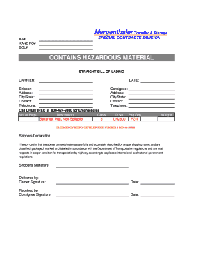 Contains hazardous material - Mergenthaler Transfer and Storage - mergenthaler