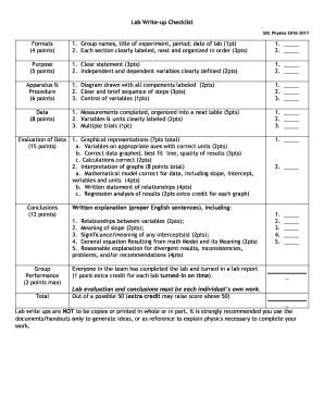 Fillable Online Lab Write-up Checklist Fax Email Print - pdfFiller