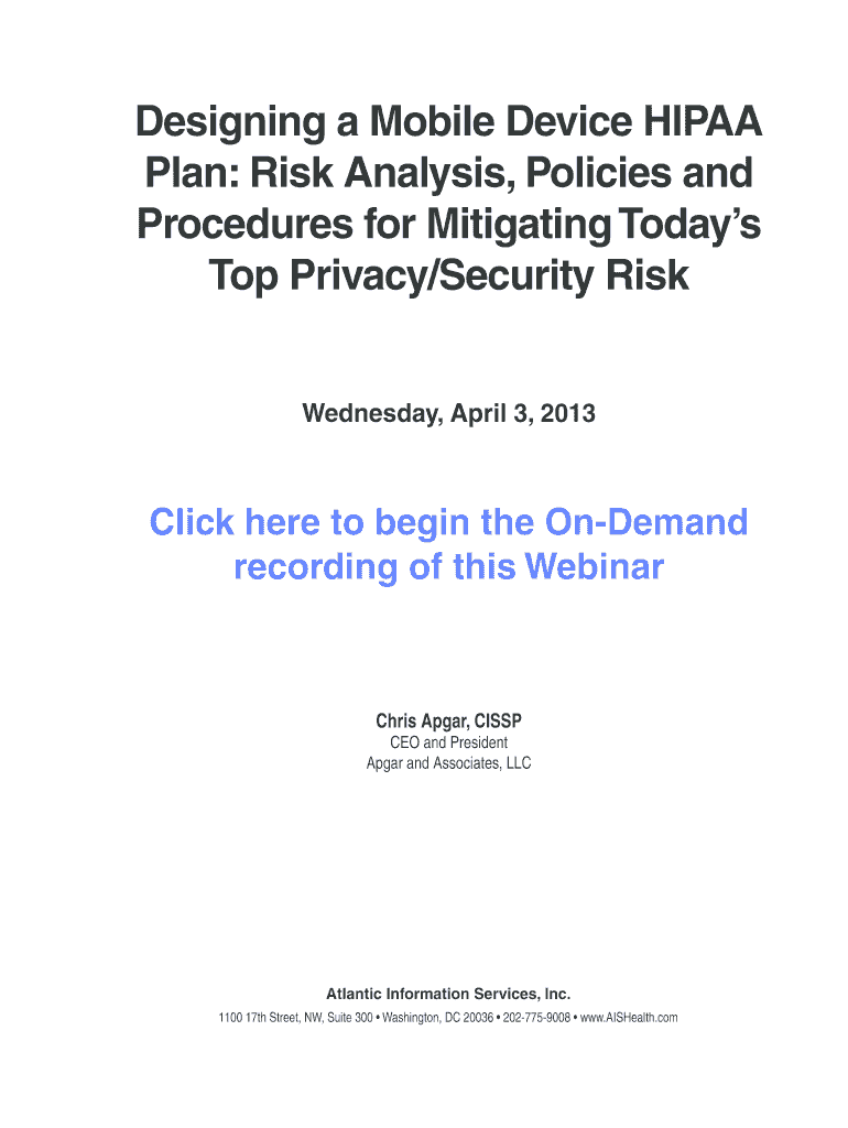 Fillable Online Designing a Mobile Device HIPAA Fax Email Print - pdfFiller