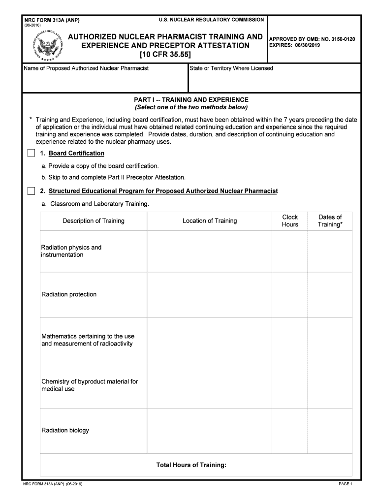 Fillable Online nrc EXPERIENCE AND PRECEPTOR ATTESTATION - nrc Fax ...