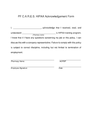 HIPAA Acknowledgement Form