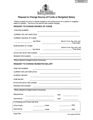Request to Change Source of Funds or Budgeted Salary - uncfsu
