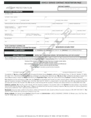 Vehicle Service Contract Registration