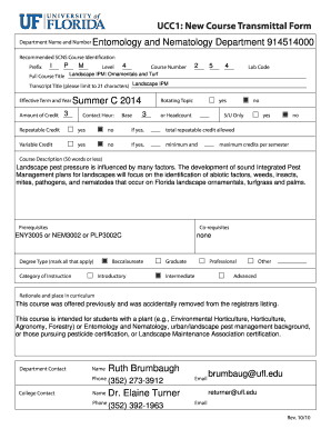 Fillable Online UCC1: New Course Transmittal Form - University of ...