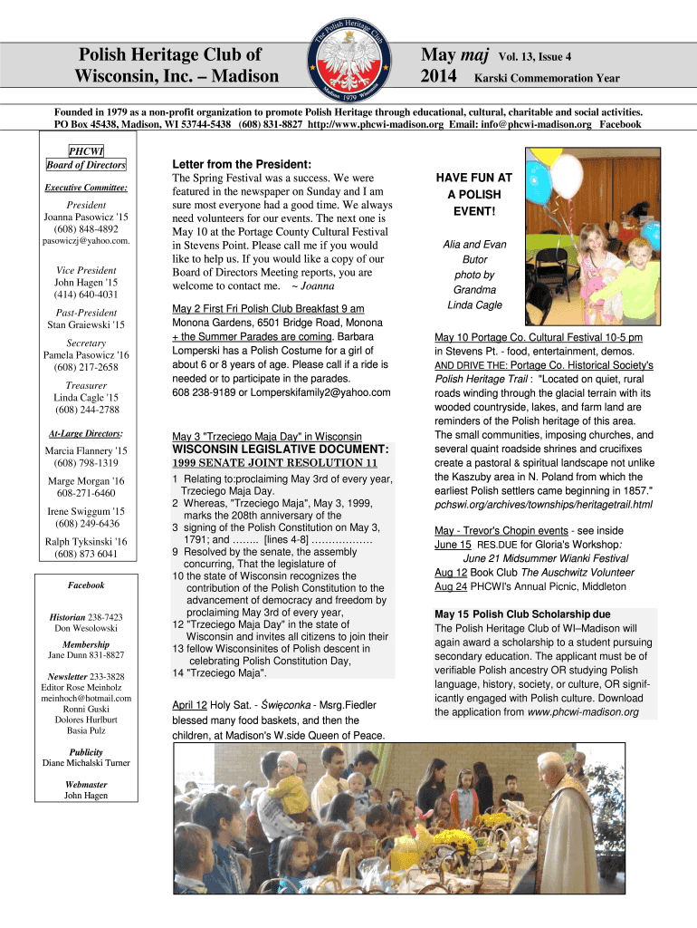 Fillable Online phcwimadison Polish Heritage Club of phcwimadison