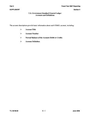 The Account Descriptions Provide Basic Information About Each Ussgl Ussgl Chart Of Accounts