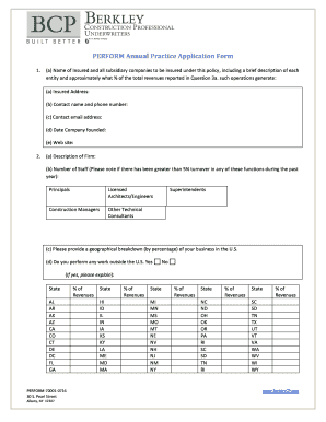 PERFORM Annual Practice Application Form