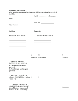 Louisiana Obligation Worksheet B - Fill Online, Printable ...