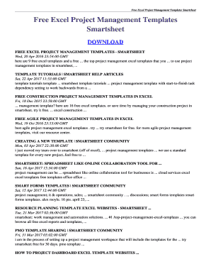 Free Excel Project Management Templates Smartsheet. free excel project management templates smartsheet